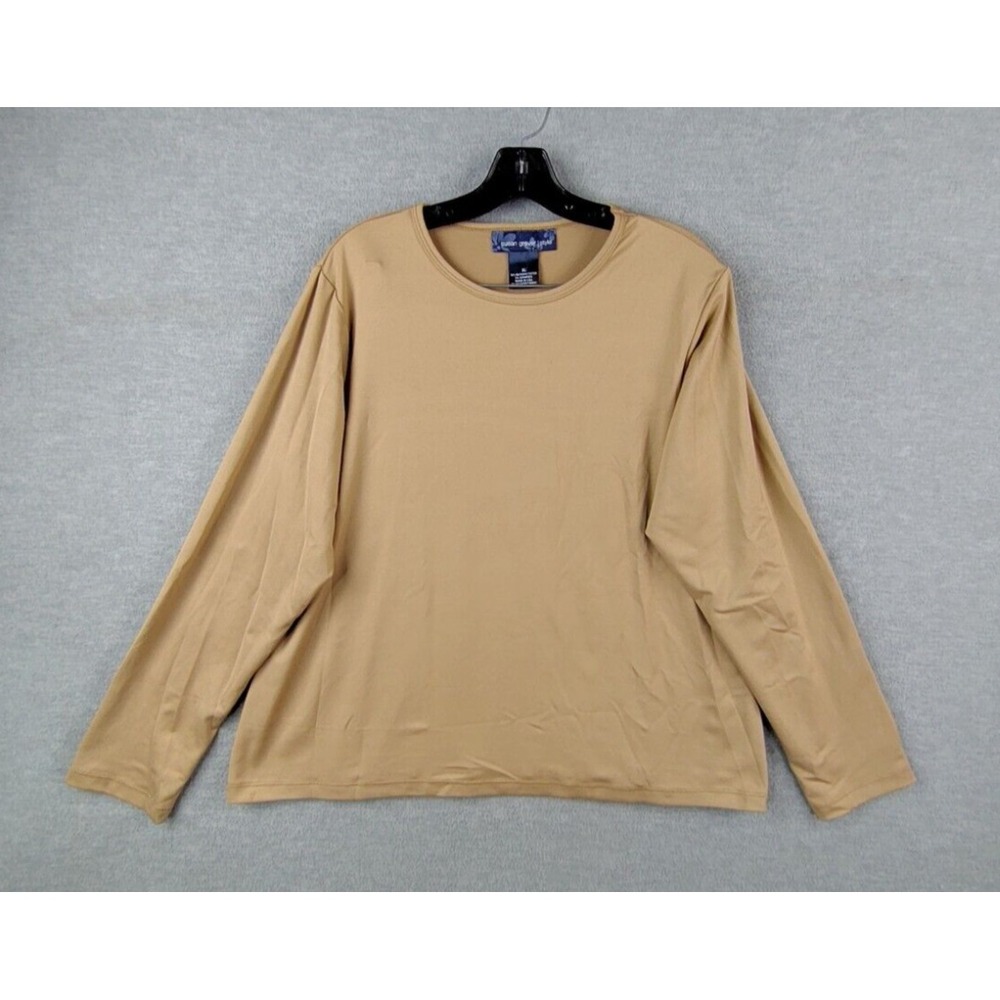 Susan Graver Womens Shirt XL Brown Knit Layer Career Capsule Office Casual